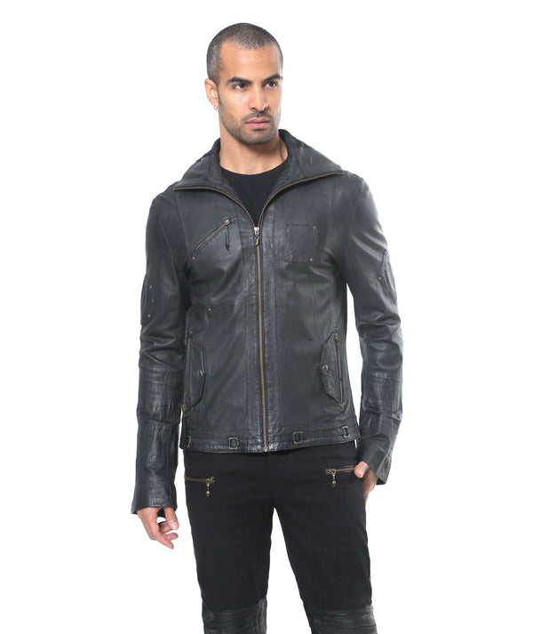 slim fitting thin high quality sheep leather hoody.