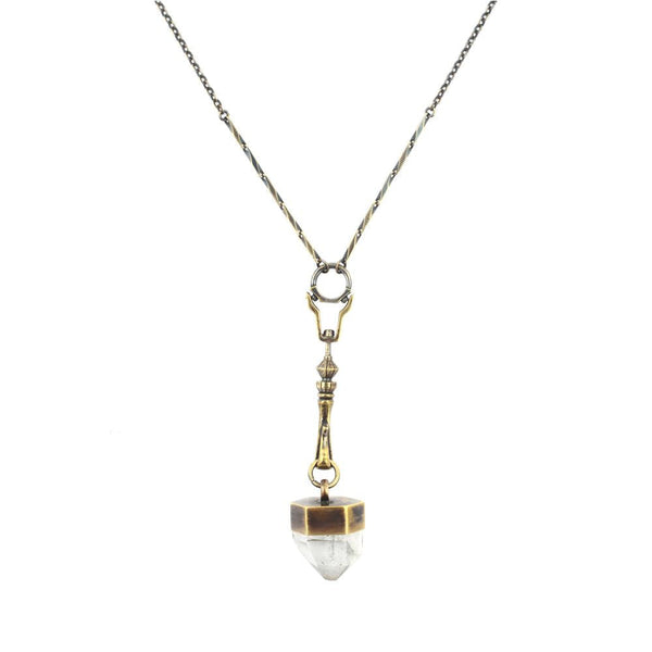 art nouveau spire connector with cystal pendant with chain and adjustable clasp.