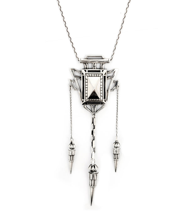 nouveau spike necklace silver