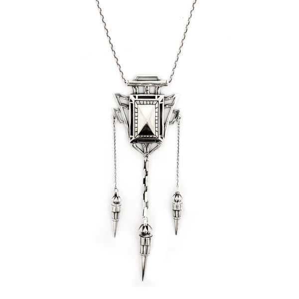 nouveau spike necklace silver