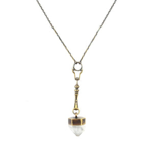 art nouveau spire connector with cystal pendant with chain and adjustable clasp.