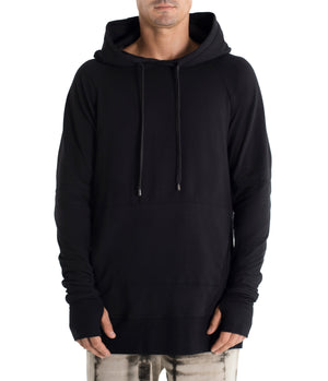 Drawstring hoodie sweatshirt crafted from medium weight cotton terry finished with ecovero* ribbing, lined hood.