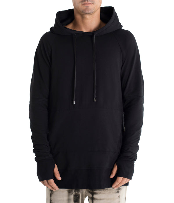 Drawstring hoodie sweatshirt crafted from medium weight cotton terry finished with ecovero* ribbing, lined hood.