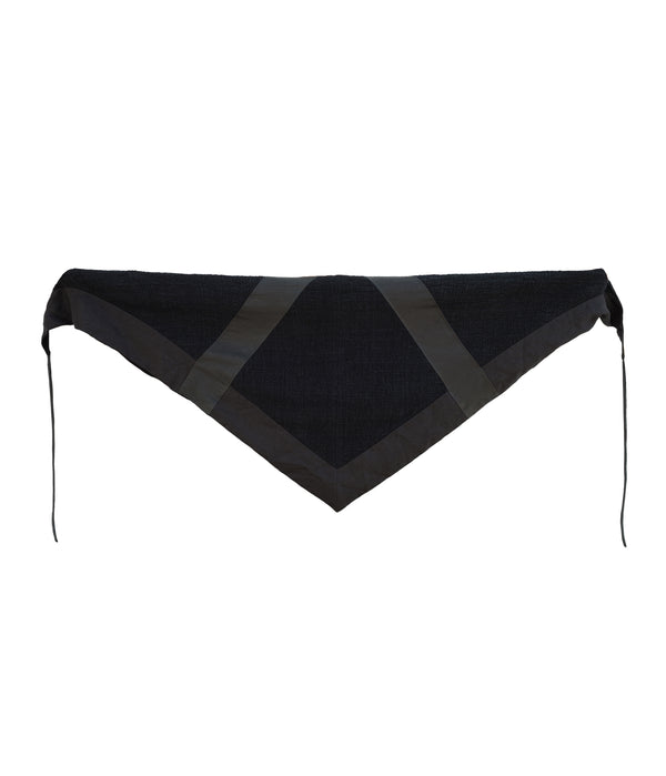 Handmade linen shawl with leather details. leather scarf. 