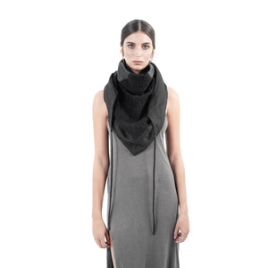 Handmade linen shawl with leather-Scarf-shawl-Linen.