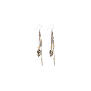 Anatomical heart dangle earrings with brass chains & sterling silver hooks.