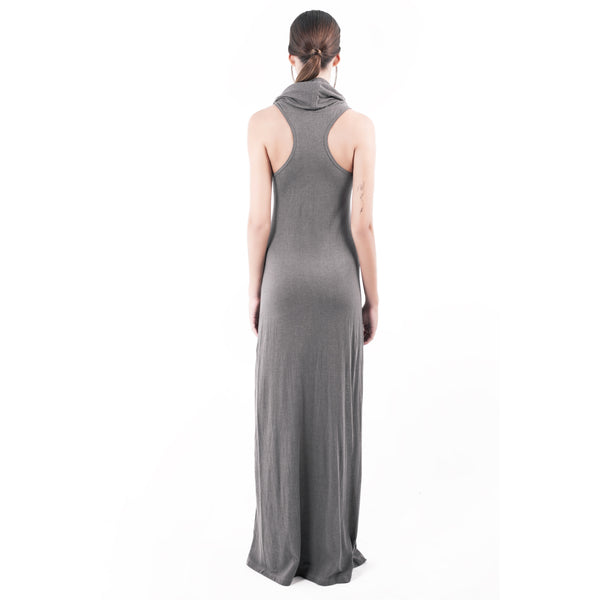 Comfortable and stylish this long hooded dress is  made of ultra soft bamboo & GOTS certified organic cotton 100% leather strings Ultra High Slit Approx 64" from armpit to ground Designed by Jan Hilmer Made in Small Batches