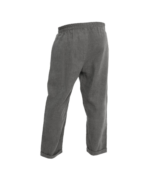 Ankle length unisex trousers, crafted from 100% linen, front-tie fastening, elastic on waist and 2 front pockets.  100% linen