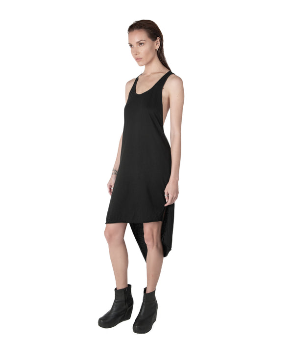 alt black dress. summer tank dress. Easy to wear relax fit asymmetrical tank dress made of very soft bamboo cotton blend.