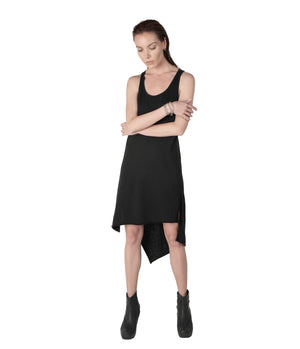 summer tank dress. Easy to wear relax fit asymmetrical tank dress made of very soft bamboo cotton blend.