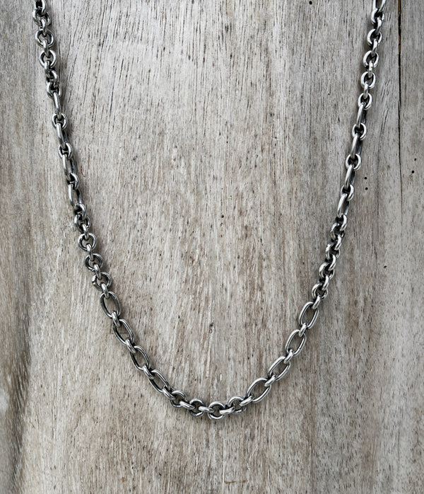 Handmade solid silver chain with clasp. Chunky silver chain. Solid silver necklace.