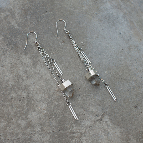 crystal dangle earrings - sterling silver