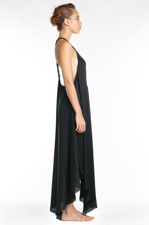 Sheer & flowy bohemian open back dress.  Long bohemian maxi dress.